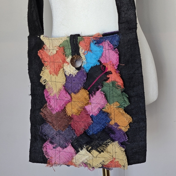 Colorful Multicolor Patchwork Bohemian Hippie Crossbody Bag - Picture 8 of 8